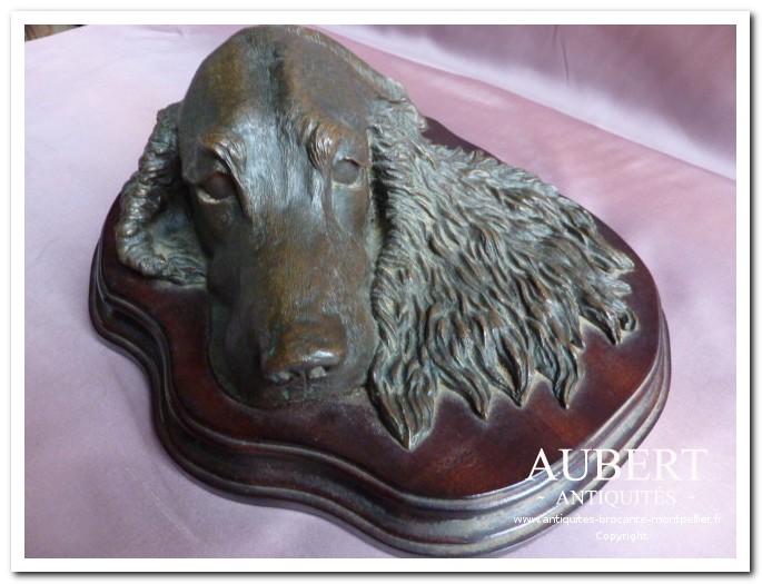 tete de chien en bronze chasse peche antiquites brocante aubert montpellier sete fabregues achat vente succession